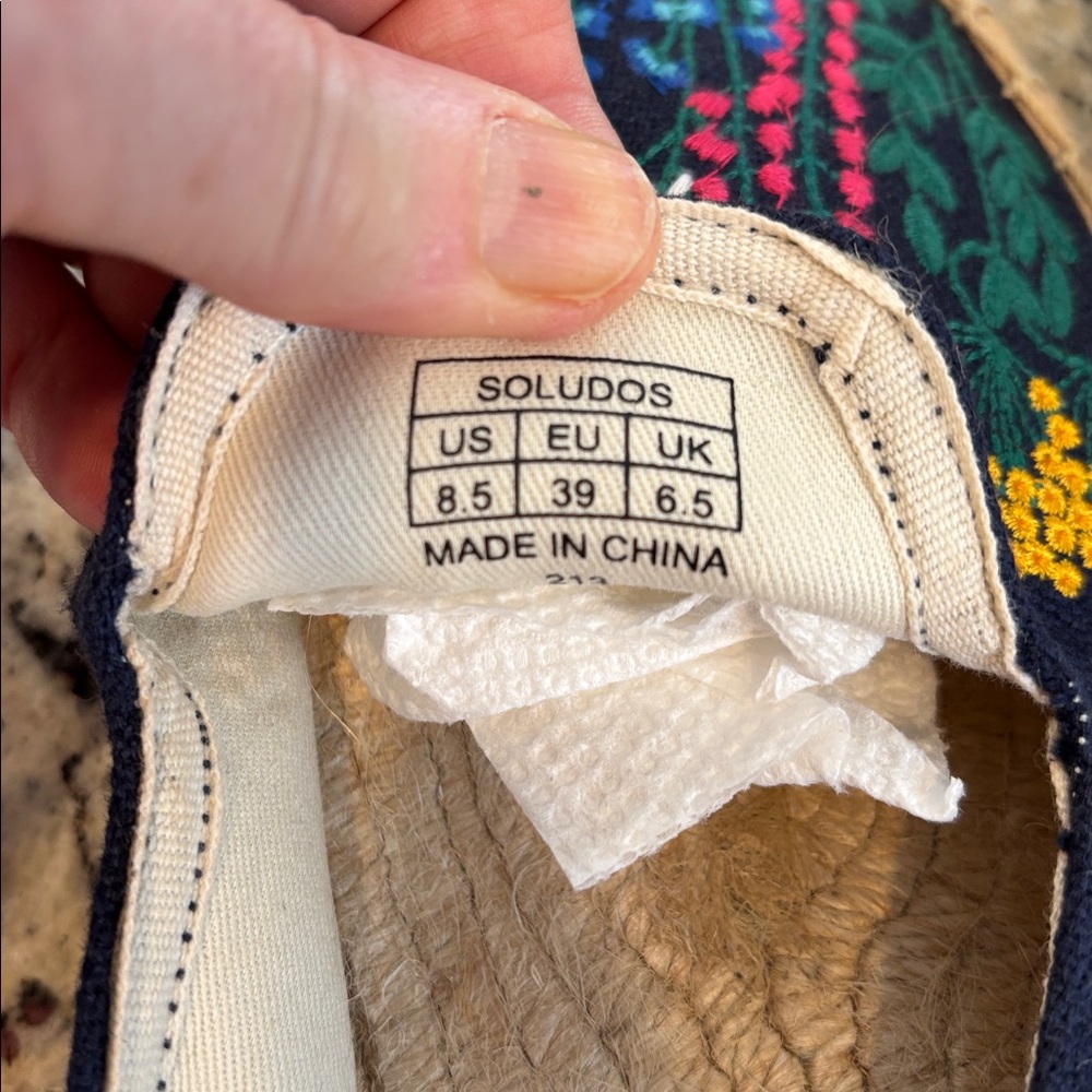 Soludos Navy Embroidered Floral Espadrilles Flats - Picture 6 of 11